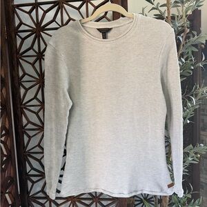 Men's Light Gray Waffle-Knit Long Sleeve Crew